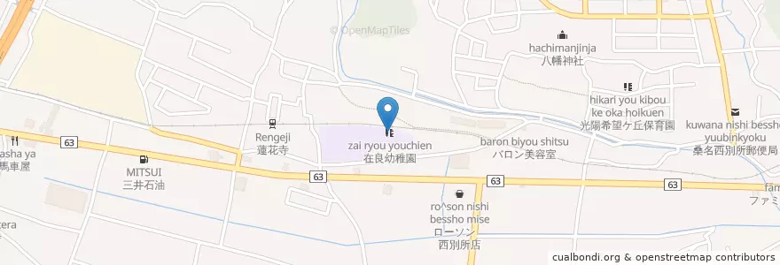 Mapa de ubicacion de 在良幼稚園 en Japón, Prefectura De Mie, 桑名市.