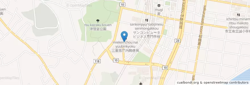 Mapa de ubicacion de 地方公務員災害補償基金三重県支部 en Япония, Миэ, 津市.