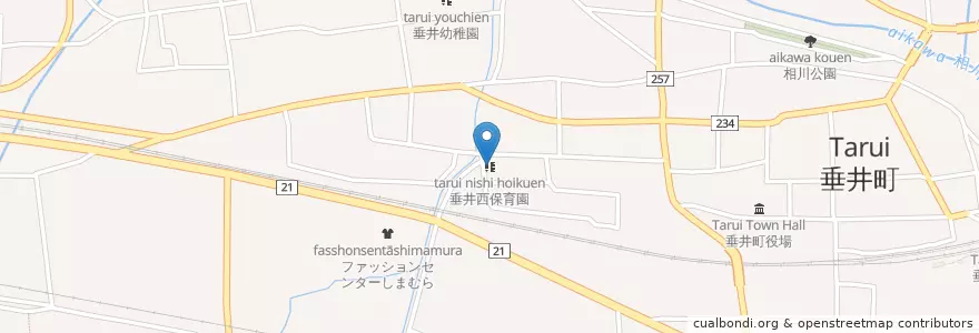 Mapa de ubicacion de 垂井西保育園 en Japonya, 岐阜県, 不破郡, 垂井町.