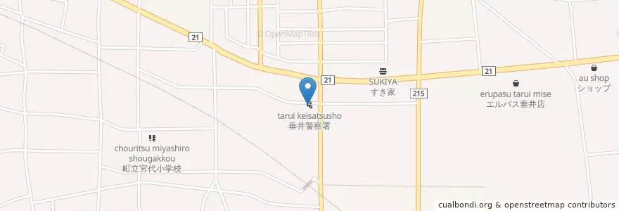 Mapa de ubicacion de 垂井警察署 en 日本, 岐阜县, 不破郡, 垂井町.