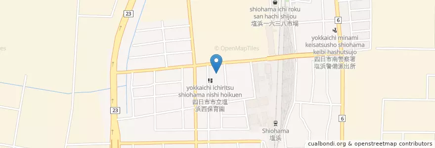 Mapa de ubicacion de 塩浜幼稚園 en Japonya, 三重県, 四日市市.