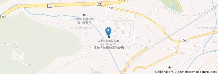 Mapa de ubicacion de 多治見池田簡易郵便局 en Japan, Gifu Prefecture, Tajimi.