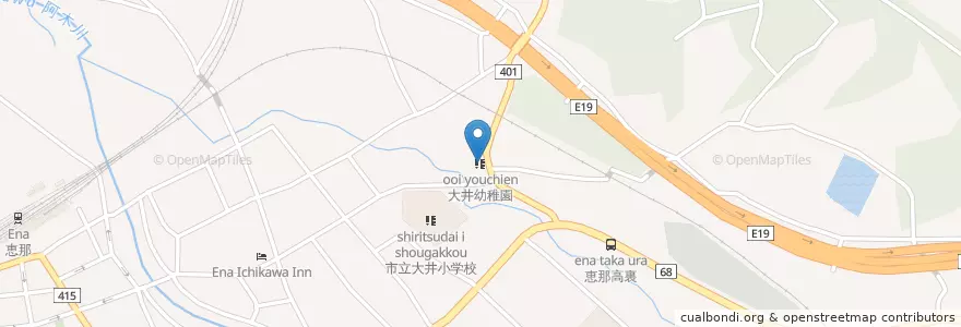 Mapa de ubicacion de 大井幼稚園 en Japan, Gifu Prefecture, Ena.