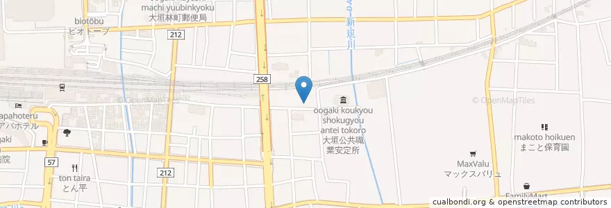 Mapa de ubicacion de 大垣藤江郵便局 en Jepun, 岐阜県, 大垣市.