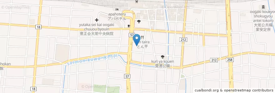 Mapa de ubicacion de 大垣駅前郵便局 en اليابان, 岐阜県, 大垣市.
