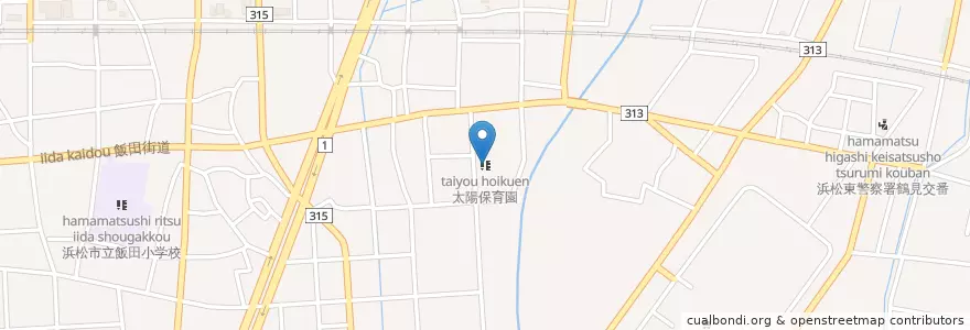 Mapa de ubicacion de 太陽保育園 en 日本, 静岡県, 浜松市, 南区.