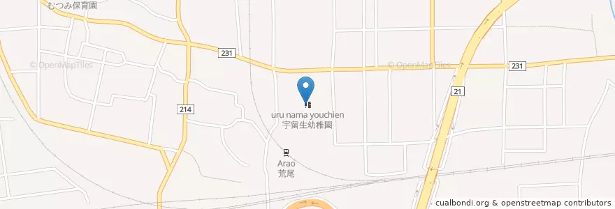 Mapa de ubicacion de 宇留生幼稚園 en اليابان, 岐阜県, 大垣市.