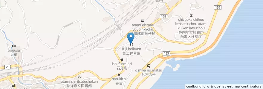 Mapa de ubicacion de 富士保育園 en Japón, Prefectura De Shizuoka, 熱海市.