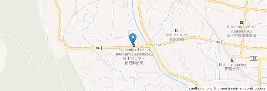 Mapa de ubicacion de 富士宮大中里簡易郵便局 en Japón, Prefectura De Shizuoka, 富士宮市.