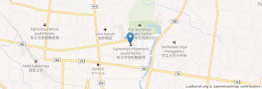 Mapa de ubicacion de 富士宮宮町郵便局 en ژاپن, 静岡県, 富士宮市.