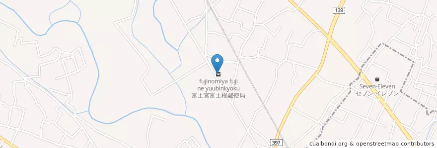 Mapa de ubicacion de 富士宮富士根郵便局 en اليابان, شيزوكا, فوجينوميا.