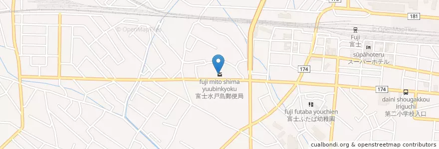 Mapa de ubicacion de 富士水戸島郵便局 en Giappone, Prefettura Di Shizuoka, 富士市.