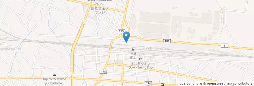 Mapa de ubicacion de 富士警察署富士駅前交番 en Japão, 静岡県, 富士市.