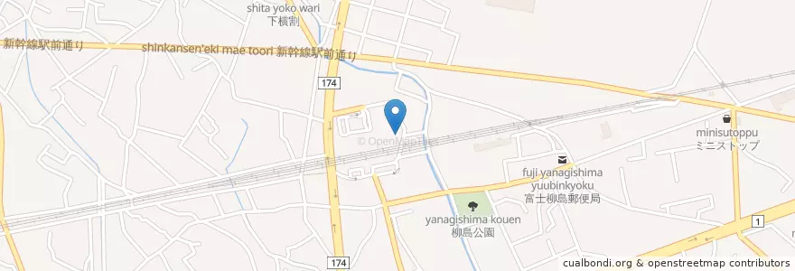 Mapa de ubicacion de 富士警察署新富士駅前交番 en Jepun, 静岡県, 富士市.