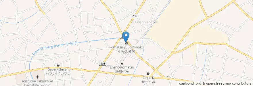 Mapa de ubicacion de 小松郵便局 en Jepun, 静岡県, 浜松市, 浜北区.
