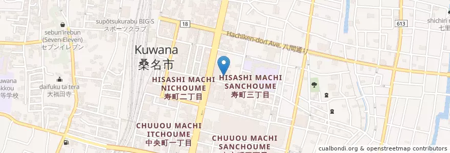 Mapa de ubicacion de 桑名東医療センター en ژاپن, 三重県, 桑名市.