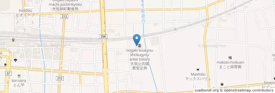 Mapa de ubicacion de 岐阜労働局大垣労働基準監督署 en Japan, Gifu Prefecture, Ogaki.