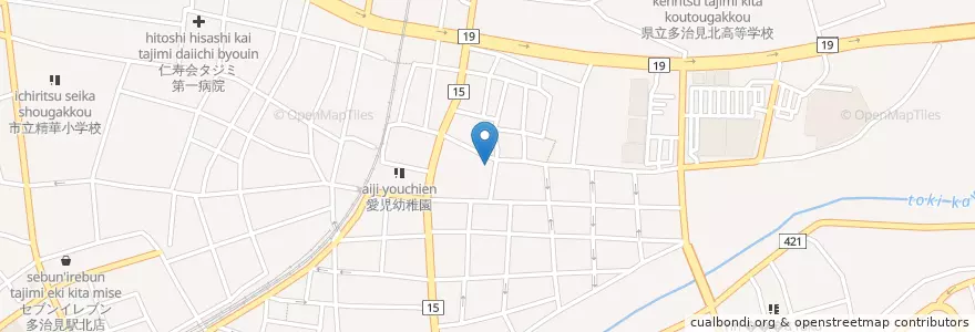 Mapa de ubicacion de 岐阜地方検察庁多治見区検察庁 en Japan, 岐阜県, 多治見市.