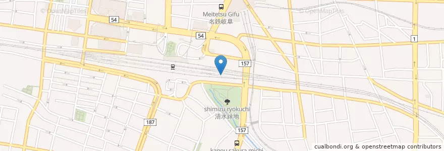 Mapa de ubicacion de 岐阜市立図書館分館 en اليابان, 岐阜県, 岐阜市.