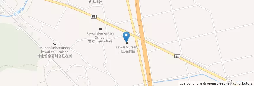 Mapa de ubicacion de 川合保育園 en Japan, Präfektur Mie, 津市.