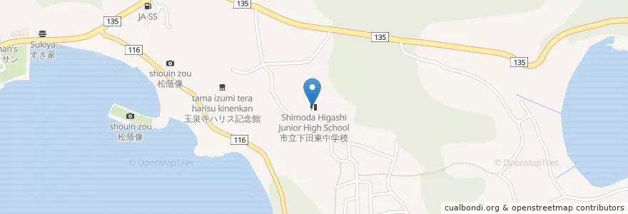 Mapa de ubicacion de 市立下田東中学校 en Japão, 静岡県, 下田市.