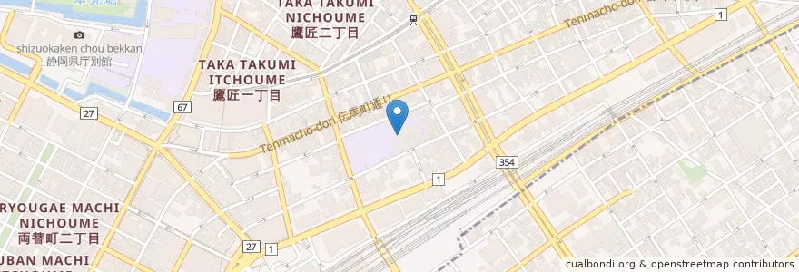 Mapa de ubicacion de 市立伝馬町小学校 en Japan, 静岡県, 静岡市, 葵区.