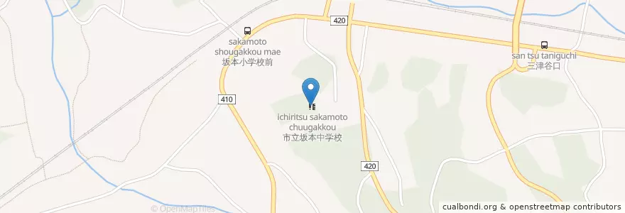 Mapa de ubicacion de 市立坂本中学校 en Jepun, 岐阜県, 中津川市.