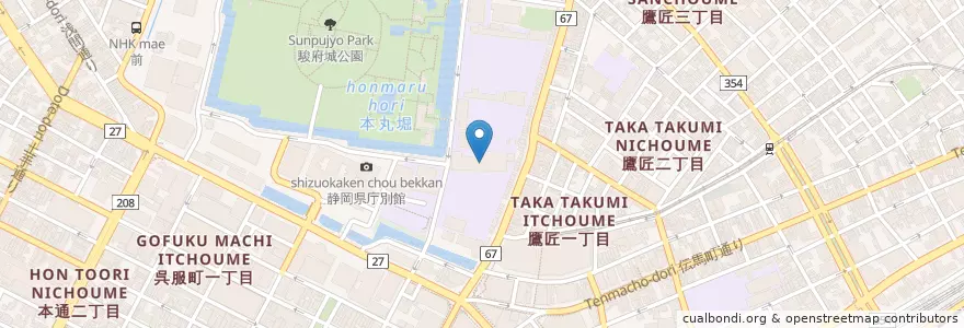 Mapa de ubicacion de 市立城内中学校 en Japon, Préfecture De Shizuoka, Shizuoka, 葵区.