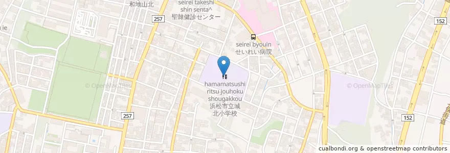 Mapa de ubicacion de 浜松市立城北小学校 en Japan, Shizuoka Prefecture, Hamamatsu, Naka Ward.