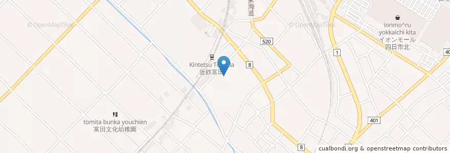 Mapa de ubicacion de 市立富田小学校 en Giappone, Prefettura Di Mie, 四日市市.