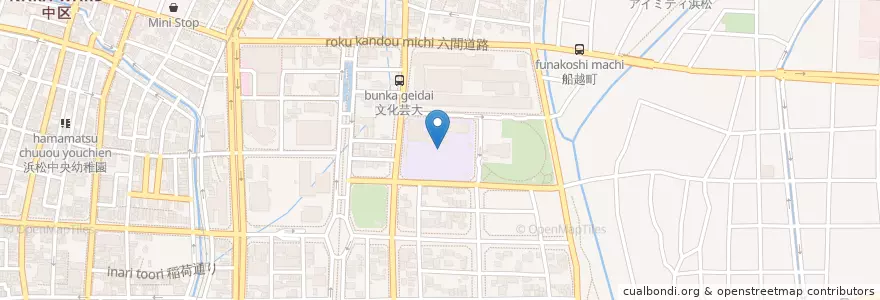 Mapa de ubicacion de 浜松市立東小学校 en Japan, Shizuoka Prefecture, Hamamatsu, Naka Ward.