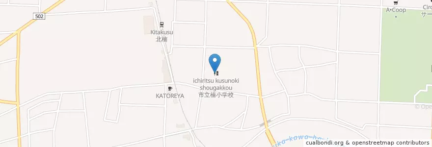 Mapa de ubicacion de 市立楠小学校 en 일본, 미에현, 四日市市.