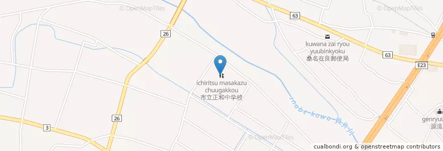 Mapa de ubicacion de 市立正和中学校 en Japan, Mie Prefecture, Kuwana.