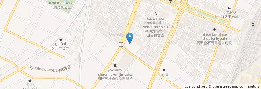 Mapa de ubicacion de 市立浜田小学校 en Japón, Prefectura De Mie, 四日市市.