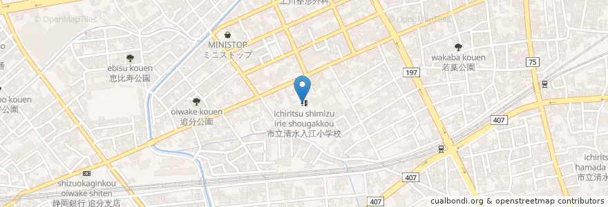 Mapa de ubicacion de 市立清水入江小学校 en 일본, 시즈오카현, 시즈오카시, 清水区.