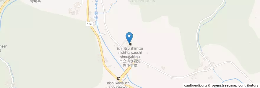 Mapa de ubicacion de 市立清水西河内小学校 en 일본, 시즈오카현, 시즈오카시, 清水区.