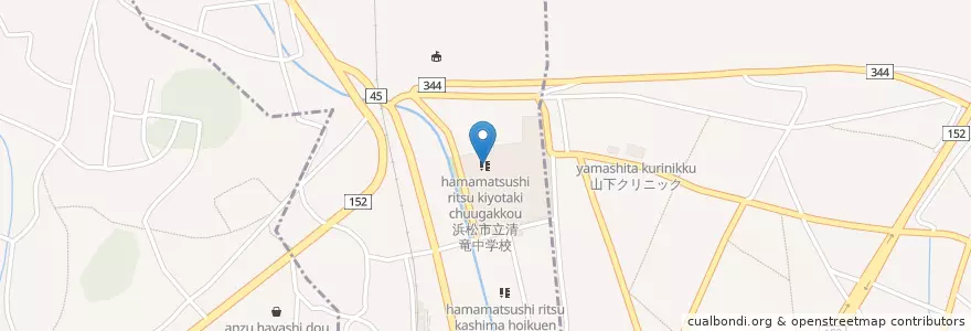 Mapa de ubicacion de 浜松市立清竜中学校 en Jepun, 静岡県, 浜松市, 天竜区.