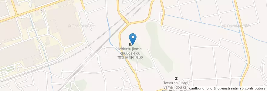 Mapa de ubicacion de 市立神明中学校 en ژاپن, 静岡県, ایواتا، شیزوئوکا.