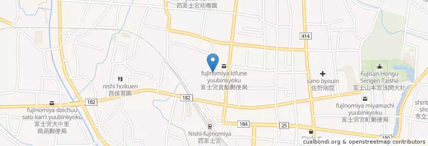 Mapa de ubicacion de 市立貴船小学校 en Japan, 静岡県, 富士宮市.