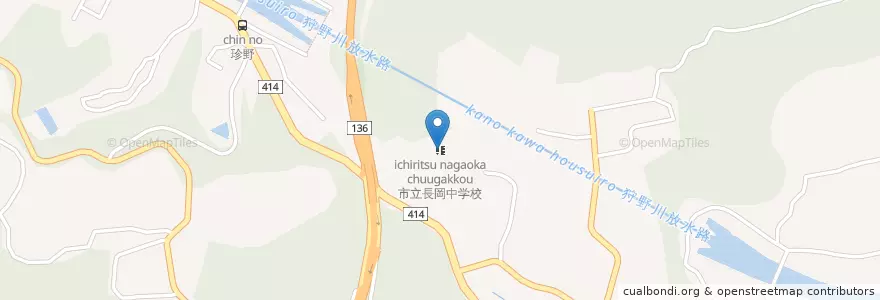 Mapa de ubicacion de 市立長岡中学校 en Japan, Shizuoka Prefecture, Izunokuni.
