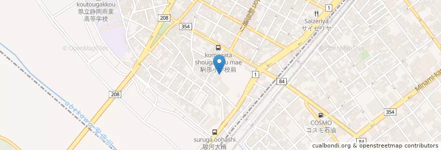 Mapa de ubicacion de 市立駒形小学校 en 일본, 시즈오카현, 시즈오카시, 葵区.