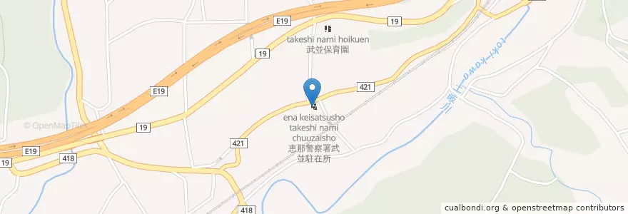 Mapa de ubicacion de 恵那警察署武並駐在所 en Japon, Préfecture De Gifu, 恵那市.