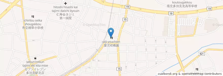 Mapa de ubicacion de 愛児幼稚園 en Japonya, 岐阜県, 多治見市.