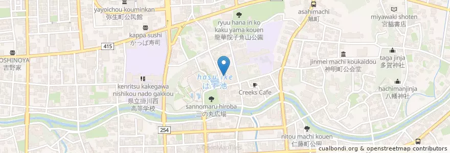 Mapa de ubicacion de 掛川市立中央図書館 en 日本, 静岡県, 掛川市.