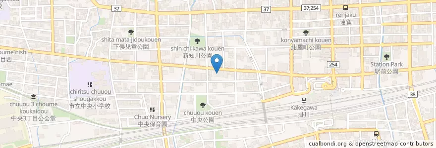 Mapa de ubicacion de 掛川郵便局 en 日本, 静冈县, 掛川市.