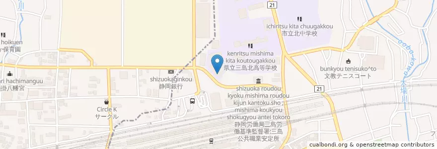 Mapa de ubicacion de 放送大学学園放送大学静岡学習センター en 日本, 静冈县, 三島市.