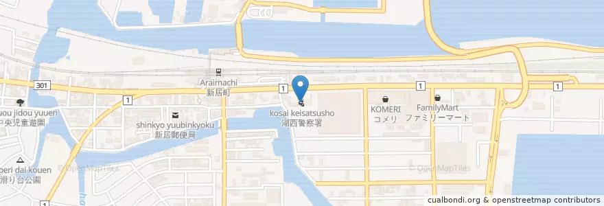 Mapa de ubicacion de 湖西警察署 en Япония, Сидзуока, 湖西市.