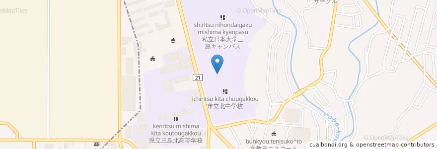 Mapa de ubicacion de 日本大学短期大学部 en 일본, 시즈오카현, 미시마시.