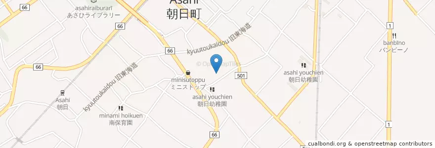 Mapa de ubicacion de 朝日町役場 en ژاپن, 三重県, 三重郡, 朝日町.