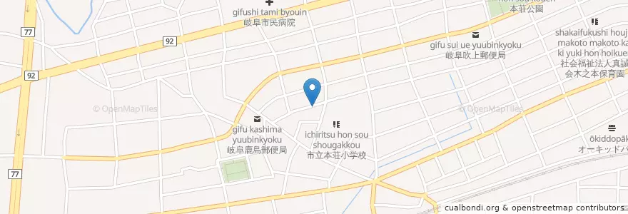 Mapa de ubicacion de 本荘保育所 en 日本, 岐阜県, 岐阜市.